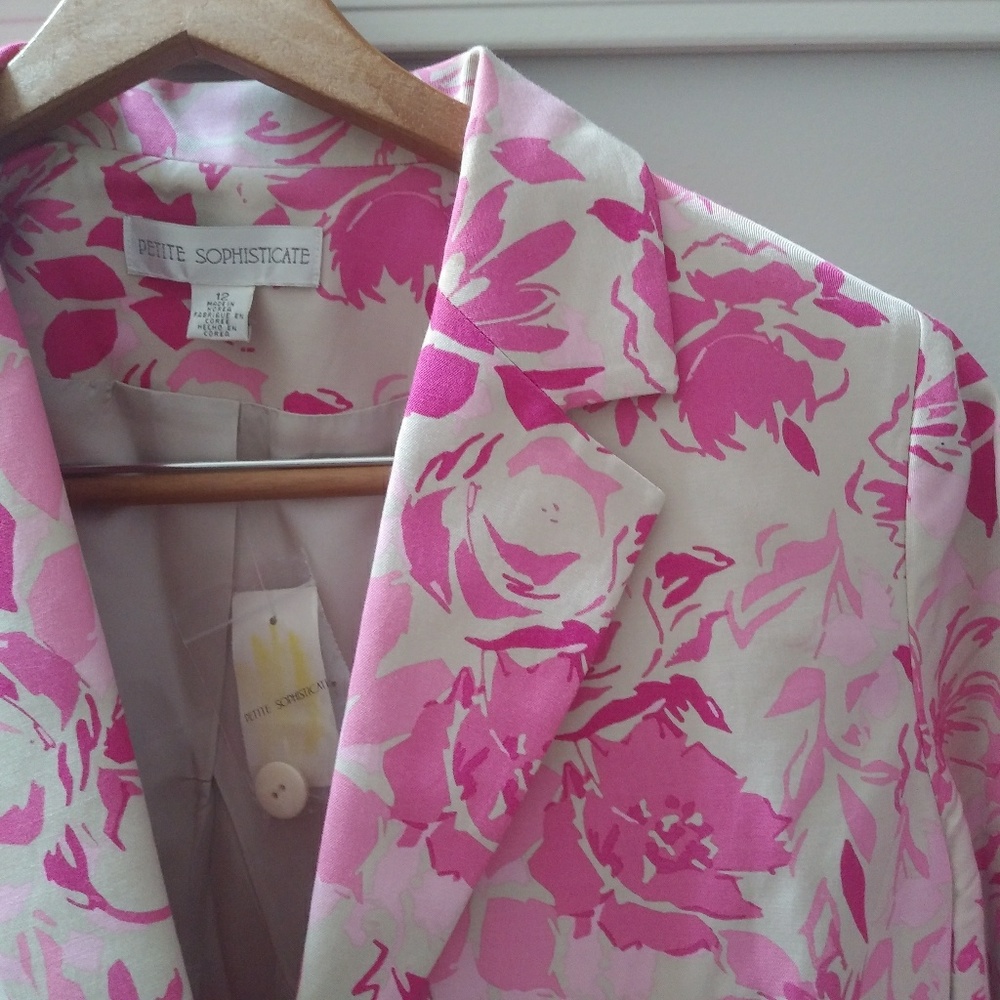 🆕Petite Sophisticate Pink & Ivory Cropped Blazer